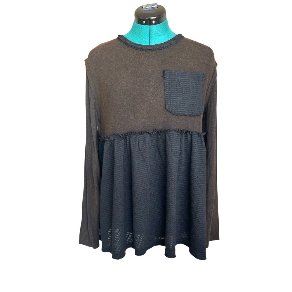 POL Brown and Black Thermal Jersey Long Sleeve Top